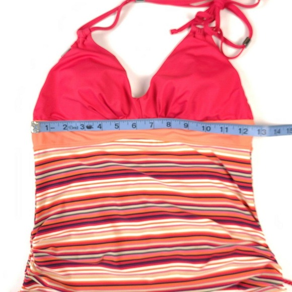 Lole Tankini Top SZ Small Striped Peach Halter - Picture 3 of 6